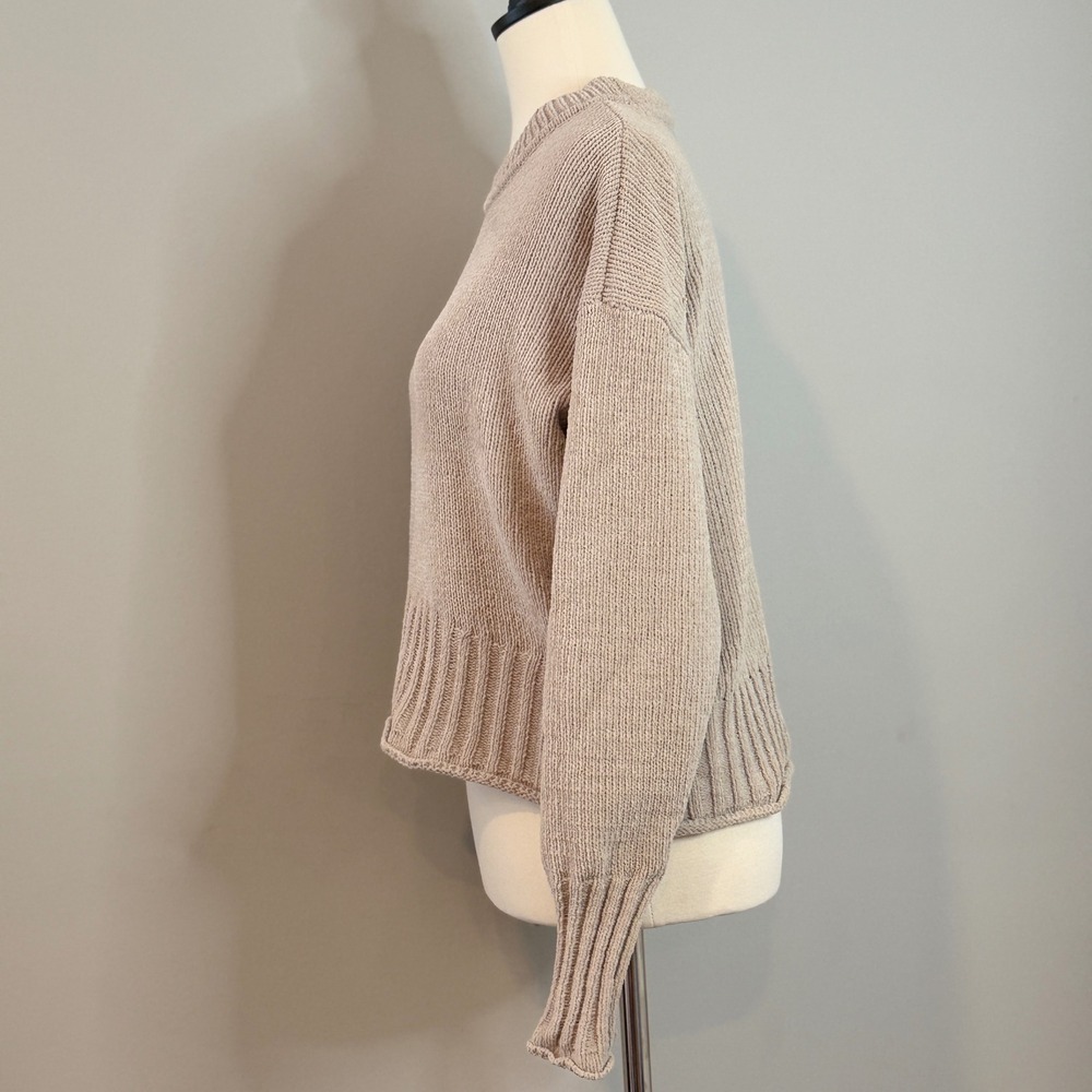 Generation K Women Beige Knit Crew Neck Long Sleeve Pullover Sweater Size M - Picture 8 of 14